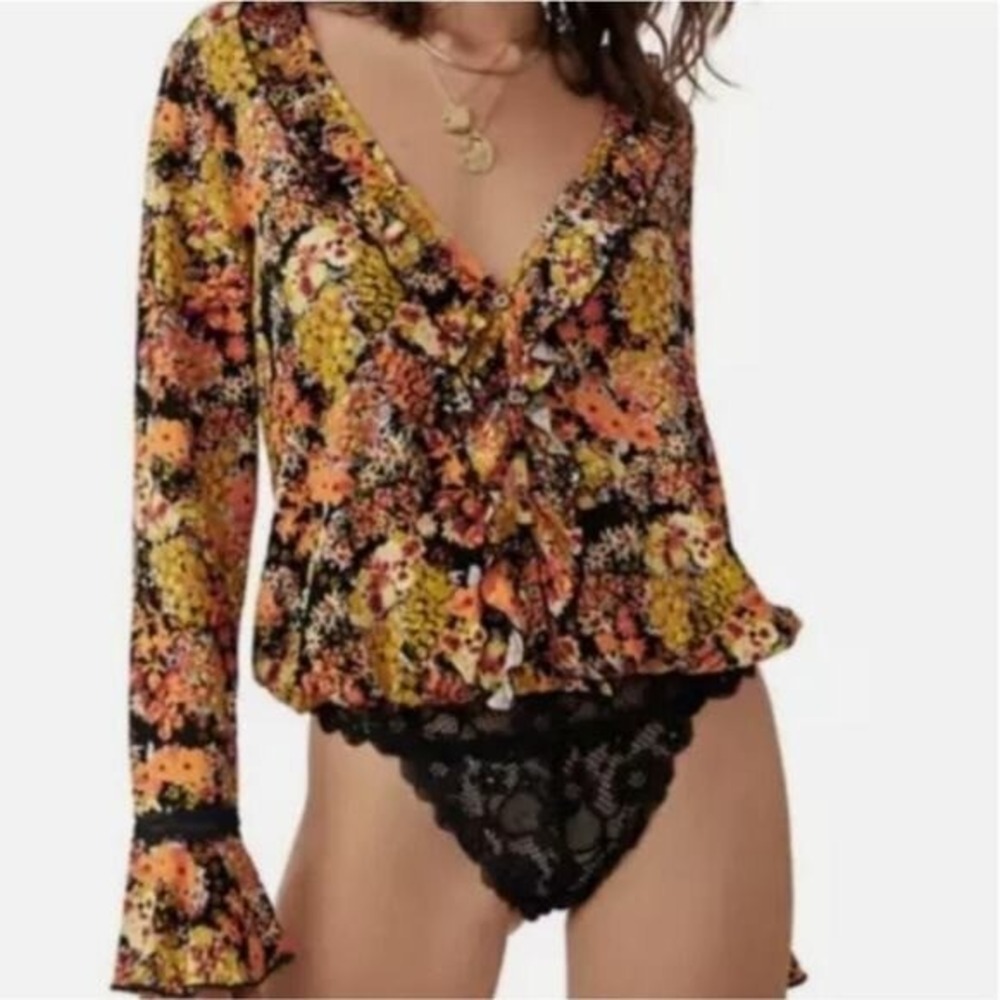 Free People " Heat wave bodysuit " midnight‎ combo in size Small Boho style